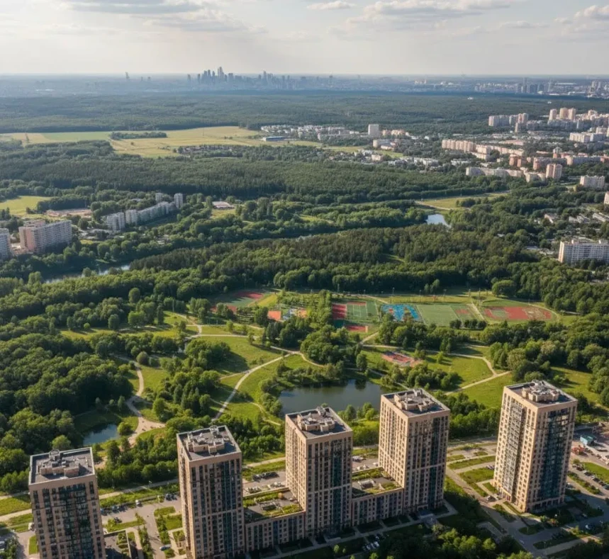 Панорама жилого района и зеленой городской зоны — Азбука переезда